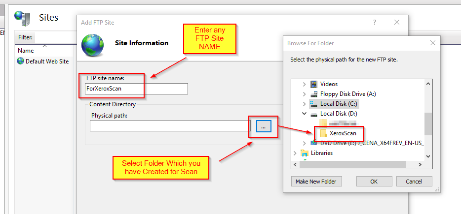 Add Site Name and Folder
