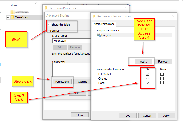 Add User set permission sharing