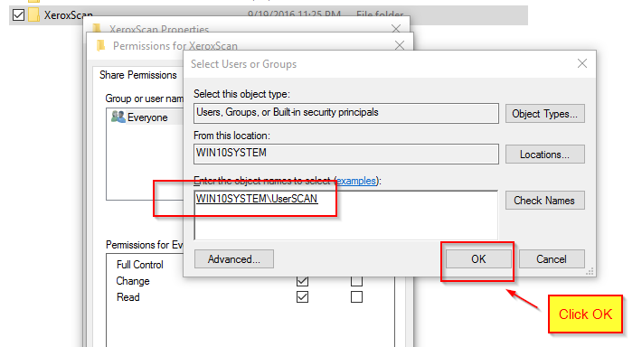 Click ok on Selected user