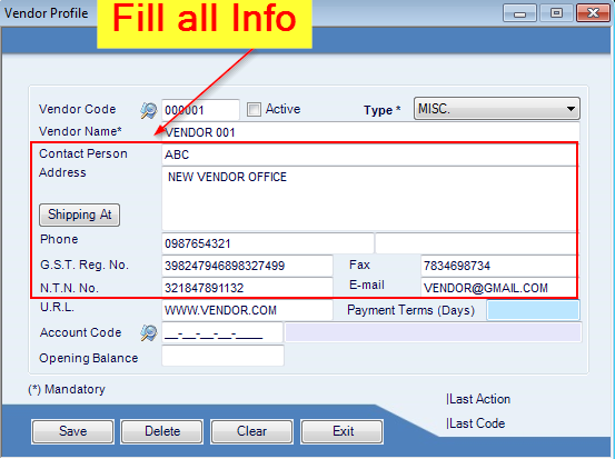 vendor contact details, esrp