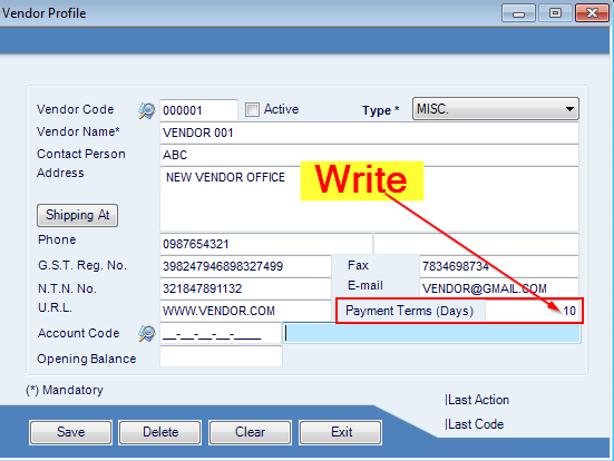 vendor payment terms, esrp