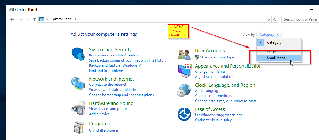 Small Icon in Control Panel