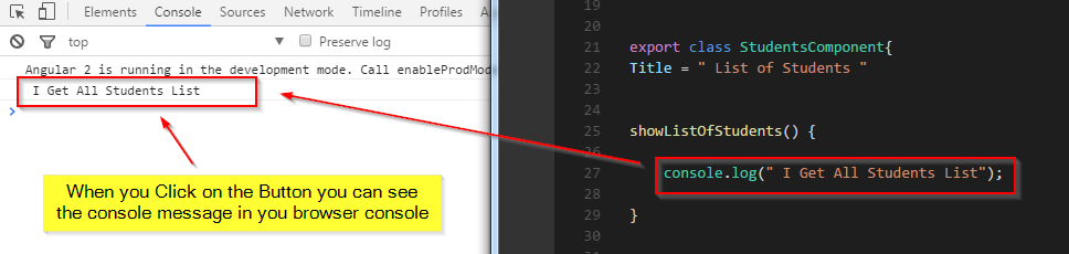 brower Console Message Appear