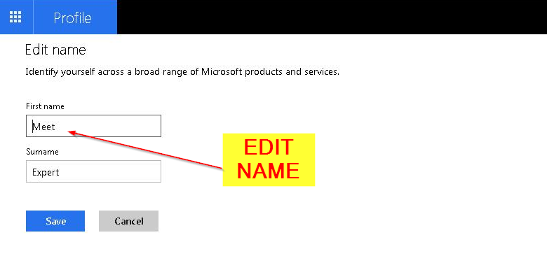 Edit first name and surname